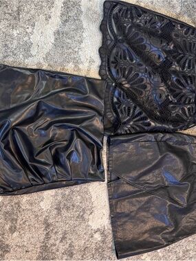 Black Faux Leather & Lace Pencil Skirt - Women